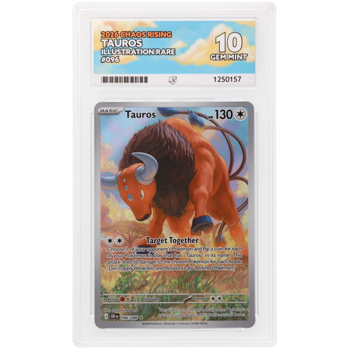 2026 Chaos Rising Tauros Illustration Rare IR 096/086 ACE GEM Mint 10 Preowned