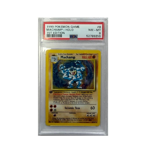 1999 Pokemon 1st Edition Machamp Holo 8/102 PSA Near Mint 8 Preowned
