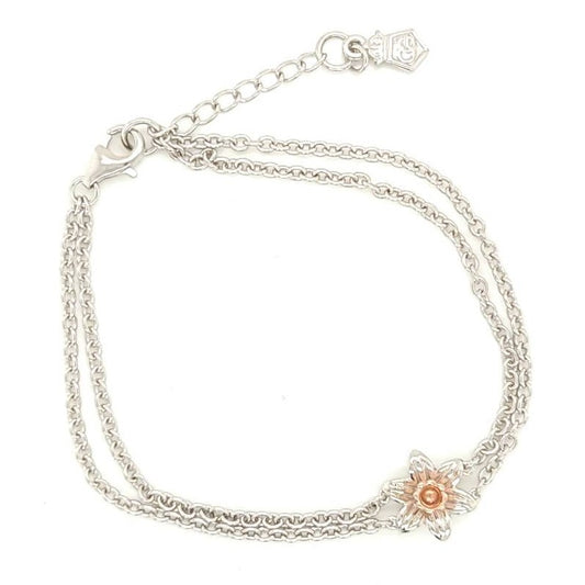 925 Silver Bracelet with Clogau Daffodil 7" 3.8g Preowned