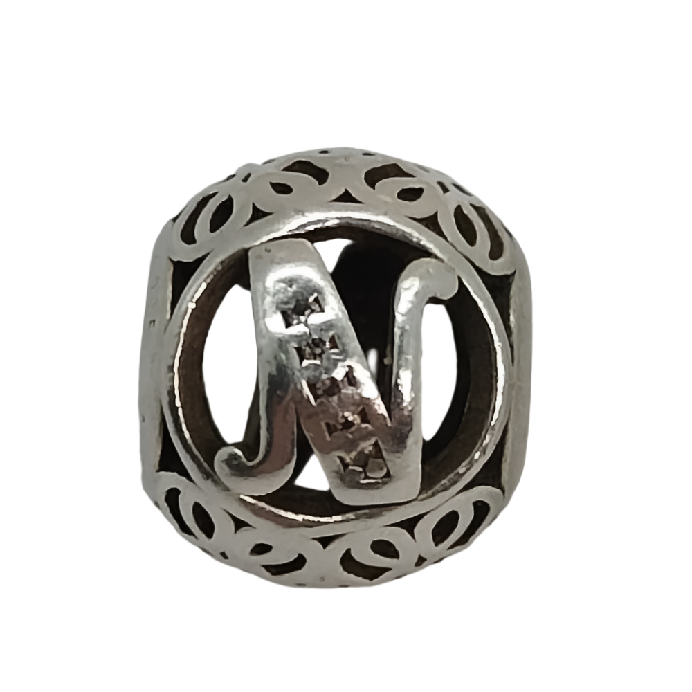 925 Silver Pandora Charm Letter N 1.7g Preowned