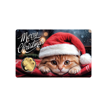 Cat Santa Hat Coin Card 999/1000 1/1000oz  - Gold Gift Preowned