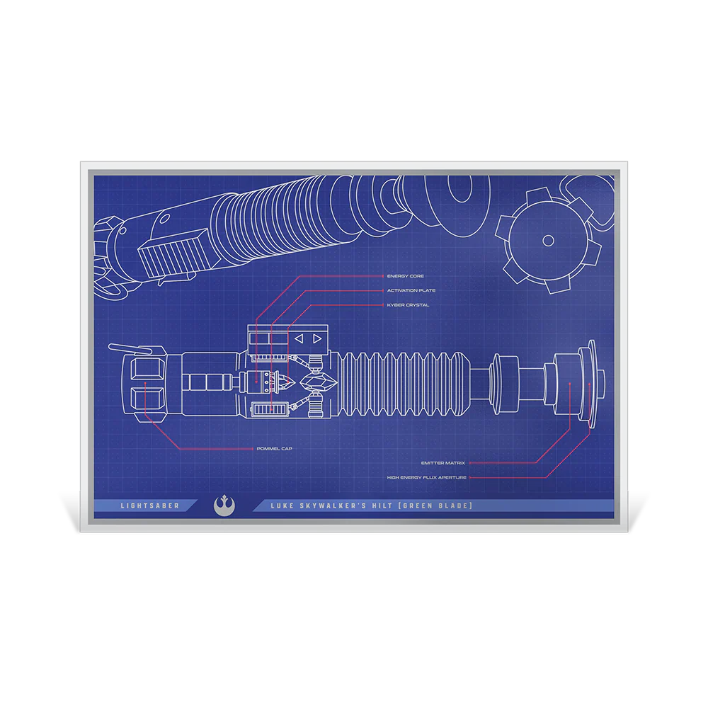 Star Wars Blueprint Series -4. Luke Skywalker's Lightsaber 1oz Silver Foil