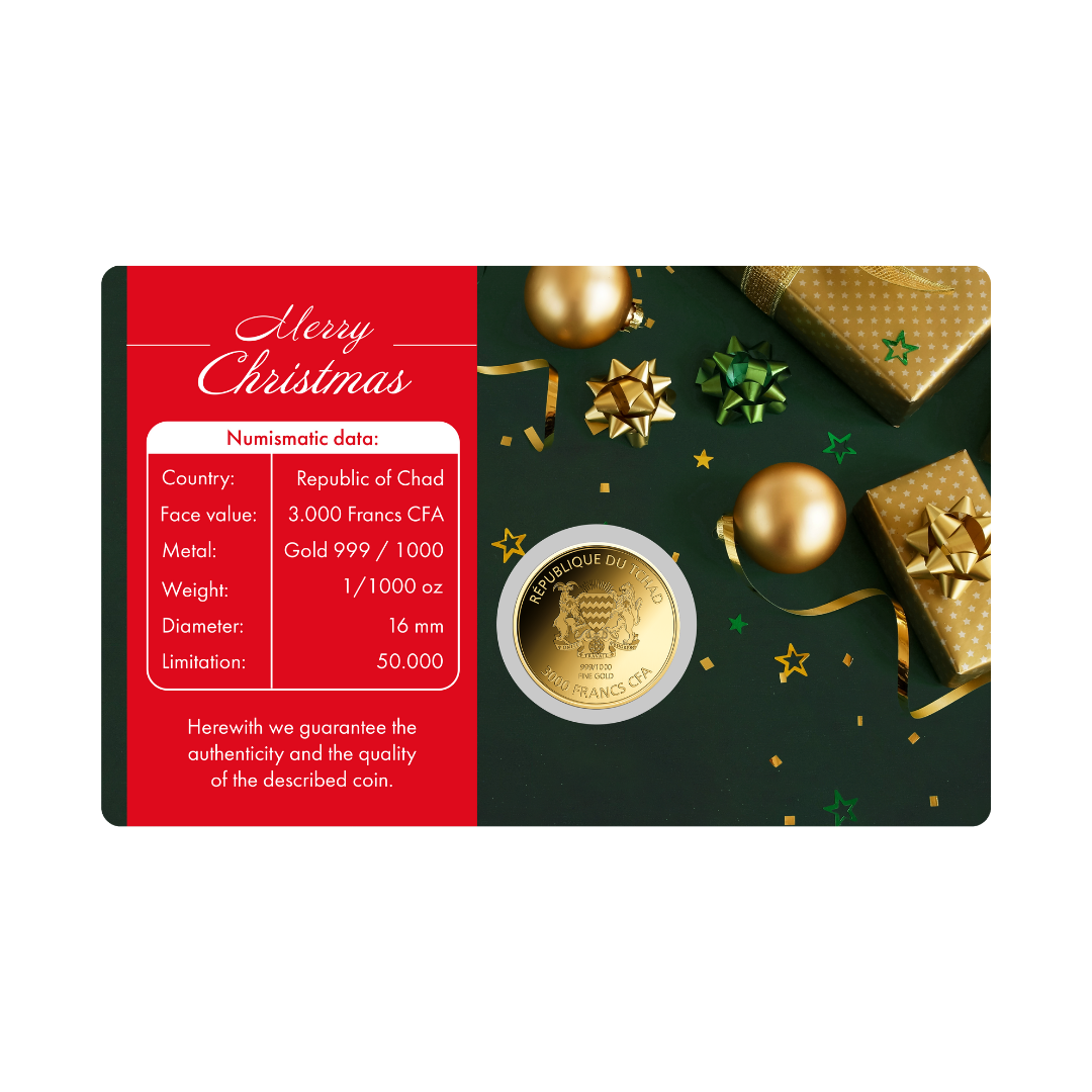 Coca Cola Santa Coin Card 999/1000 1/1000oz - Gold Gift