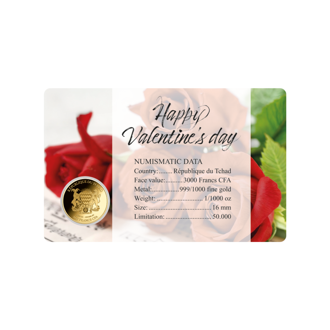 Valentines Day Coin Card 999/1000 1/1000oz - Gold Gift