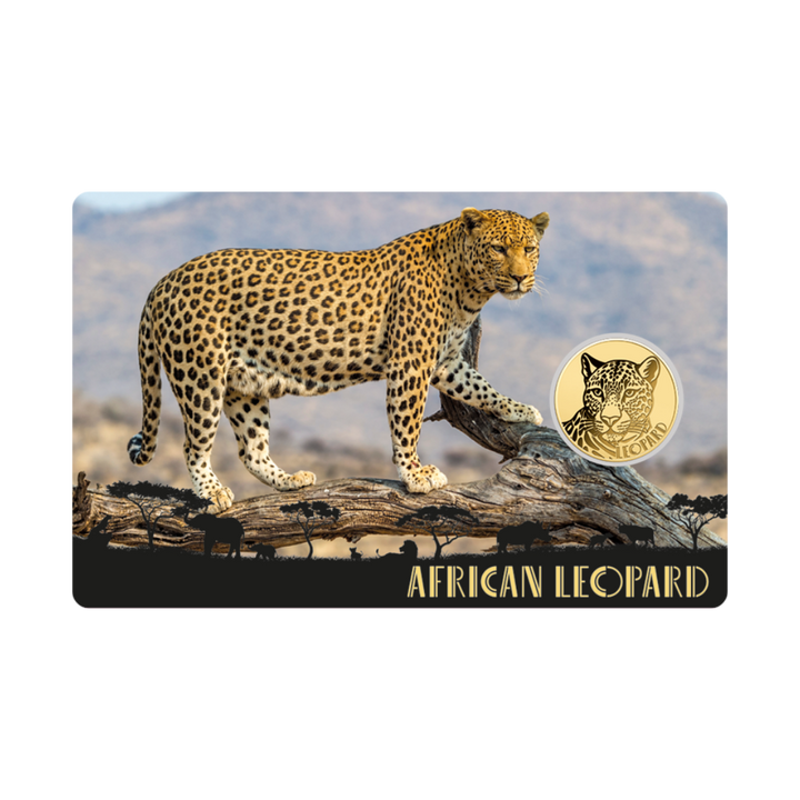 African Leopard Coin Card - Gold Gift
