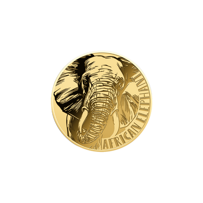 African Elephant Coin Card - Gold Gift