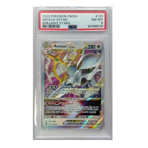 2022 Pokemon Brilliant Stars Arceus Vstar 123/172 PSA Near Mint 8 Preowned
