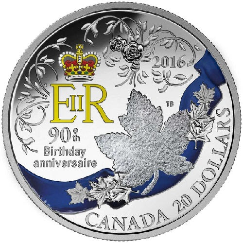 2016 $20 A Celebration Of Her Majesty's 90th Birthday Silver 999. 1oz Coin Preowned