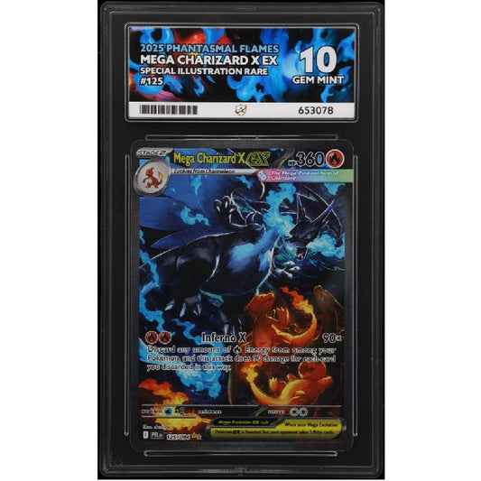2025 Pokemon Phantasmal Flames Mega Charizard X EX SIR 125/094 ACE 10 Gem Mint Preowned