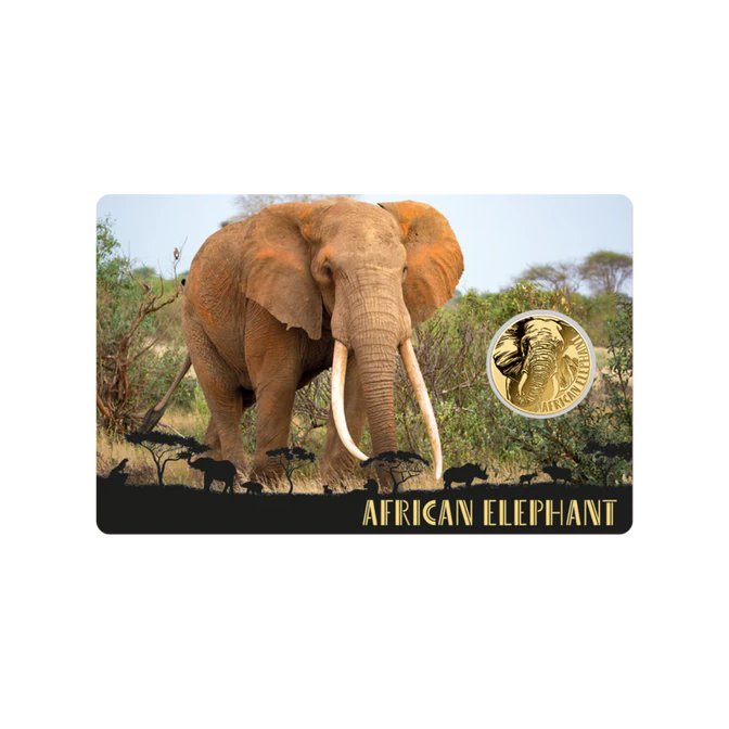American Elephant Coin Card 999/1000 1/1000oz - Gold Gift Preowned