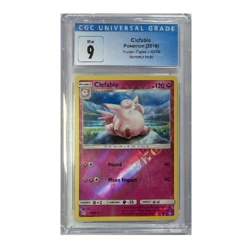 2019 Pokemon Hidden Fates Clefable Reverse Holo 40/68 CGC Mint 9 Preowned