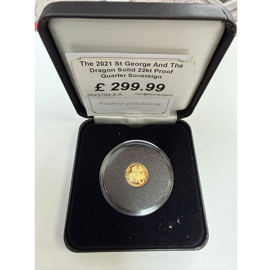 The 2021 St George And The Dragon Solid 22kt Proof Quarter Sovereign