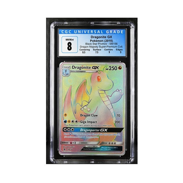 2018 Pokemon Black Star Promo Dragonite GX SM156 CGC Near Mint 8 Preowned