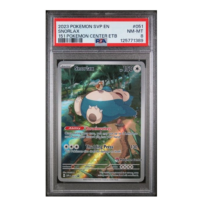 2023 Pokemon Black Star Promo Snorlax 051 Pokemon Centre PSA NM-MT 8 Preowned
