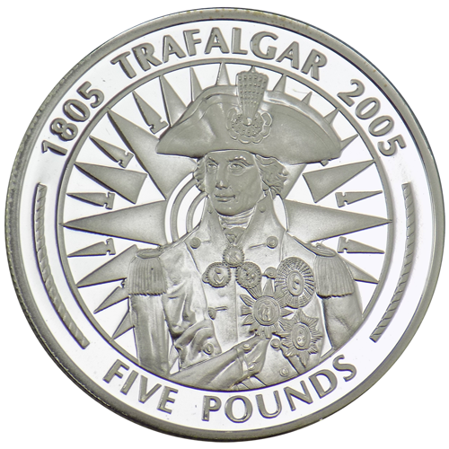 5 Pounds - Elizabeth II Horatio Nelson on compass Silver Coin