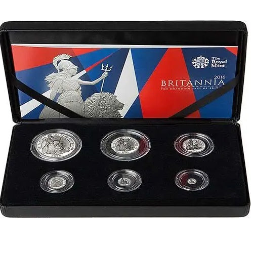 The Britannia 2016 UK Six Coin Silver Proof 999. Coin Set Preowned