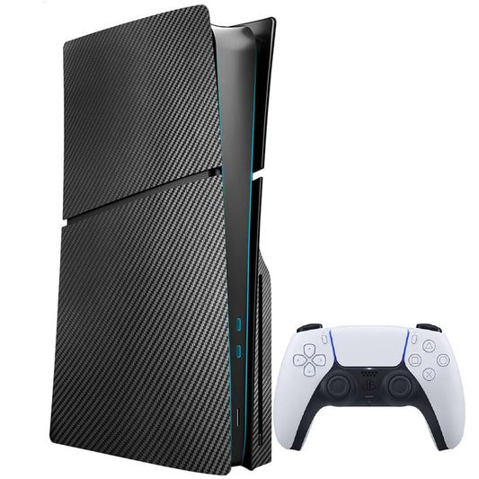 Playstation 5 Slim 1TB Disk Edition With 3rd Party Carbon Fibre Effect Plates And White Controller Unboxed Preowned