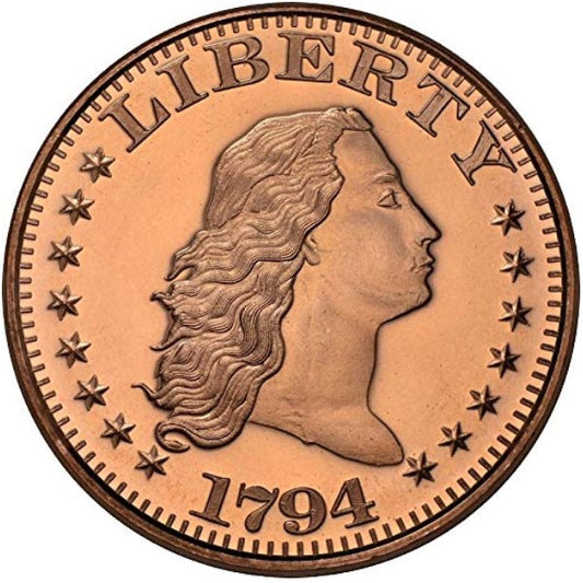 1 oz Copper Round Flowing Hair Dollar