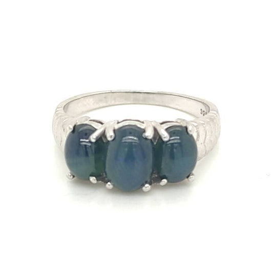 925 Silver 3 Blue Stone Ring P 3.4g Preowned