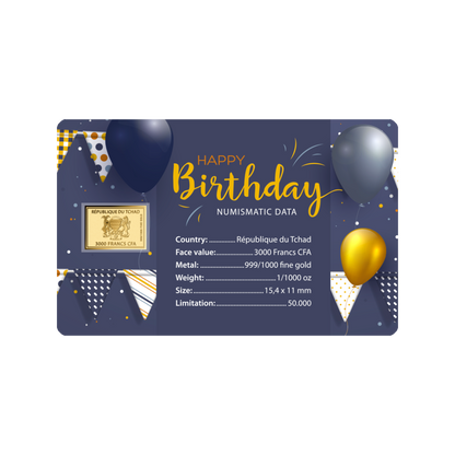 Happy Birthday Coin Card 999/1000 1/1000oz - Gold Gift