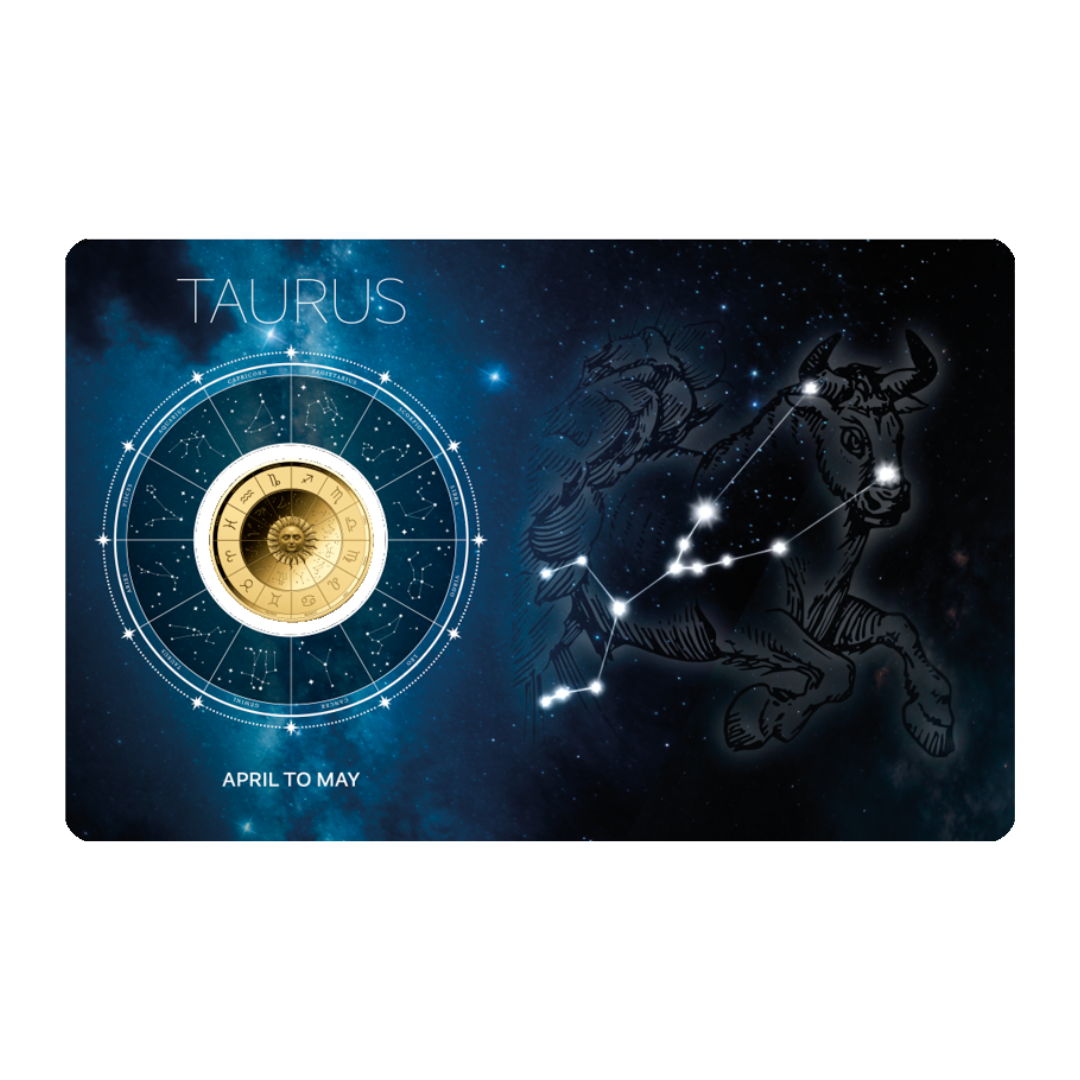 Zodiac Taurus Coin Card 999/1000 1/1000oz - Gold Gift Preowned