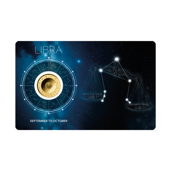 Zodiac Libra Coin Card 999/1000 1/1000oz - Gold Gift