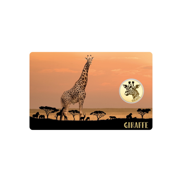 African Giraffe Coin Card - Gold Gift