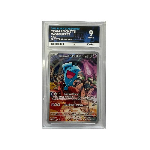 2025 Pokemon Team Rockets Wobbuffet Black Star Promo 203 ACE Mint 9 Preowned