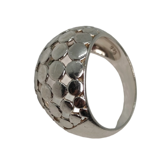 925 Silver Signet Dot Ring 6.2g Preowned