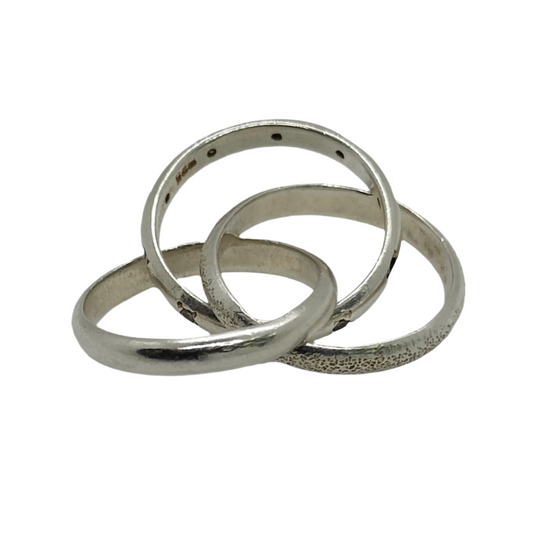925 Silver Triple Ring 6.4g Preowned