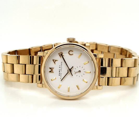 Marc Jacobs MBM3247 Ladies Mini Baker Gold Coloured Watch Preowned