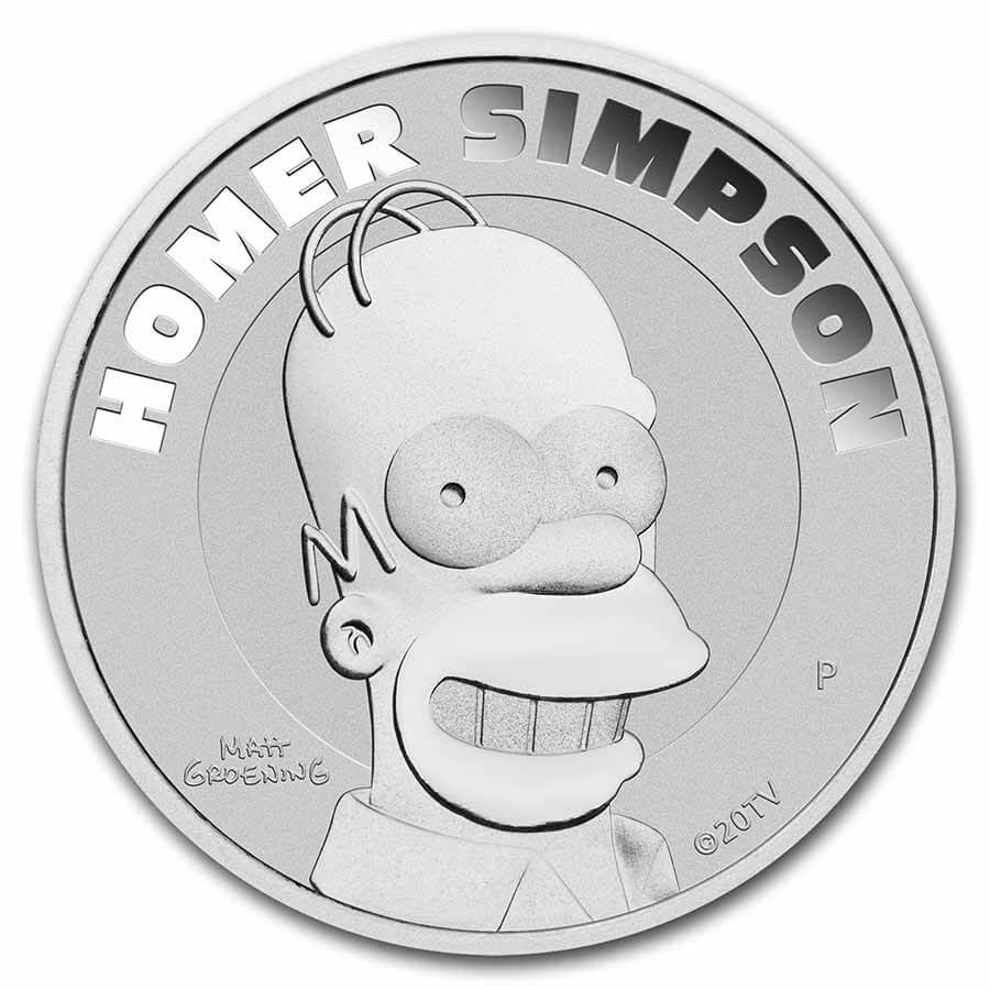 2022 Homer Simpson Tuvalu - 1oz Pure Silver Bullion Coin