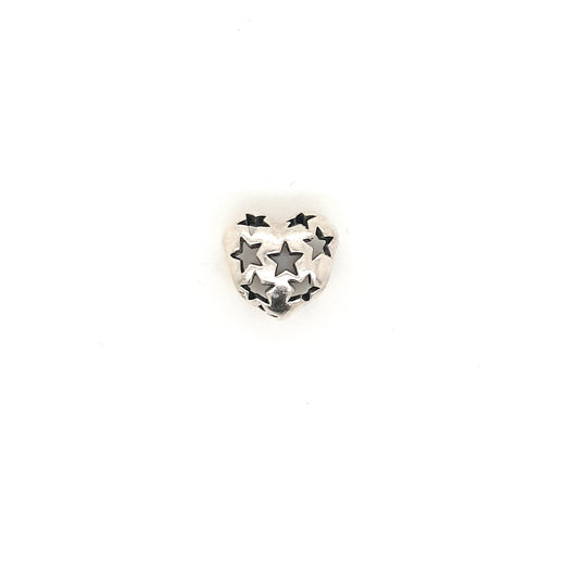 925 Silver Pandora Heart with Stars Charm Approx 1.6g Preowned
